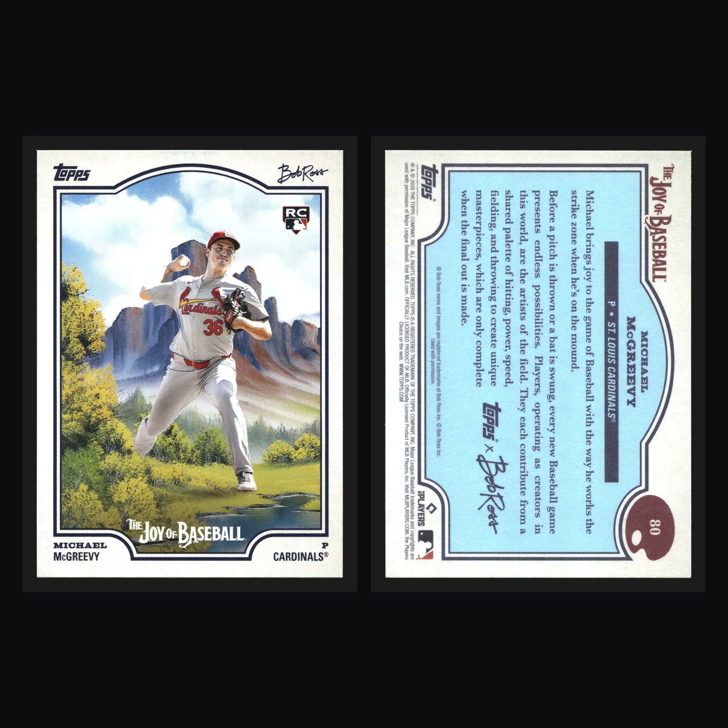 2025 Topps x Bob Ross Joy of Baseball Michael McGreevy #80 RC Cardinals - Baseball Card Single