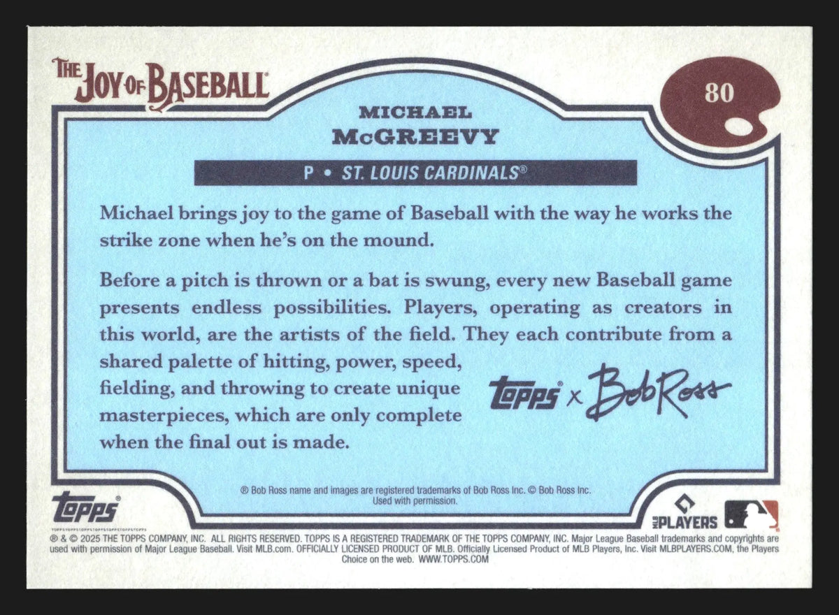 2025 Topps x Bob Ross Joy of Baseball Michael McGreevy #80 RC Cardinals - Baseball Card Single