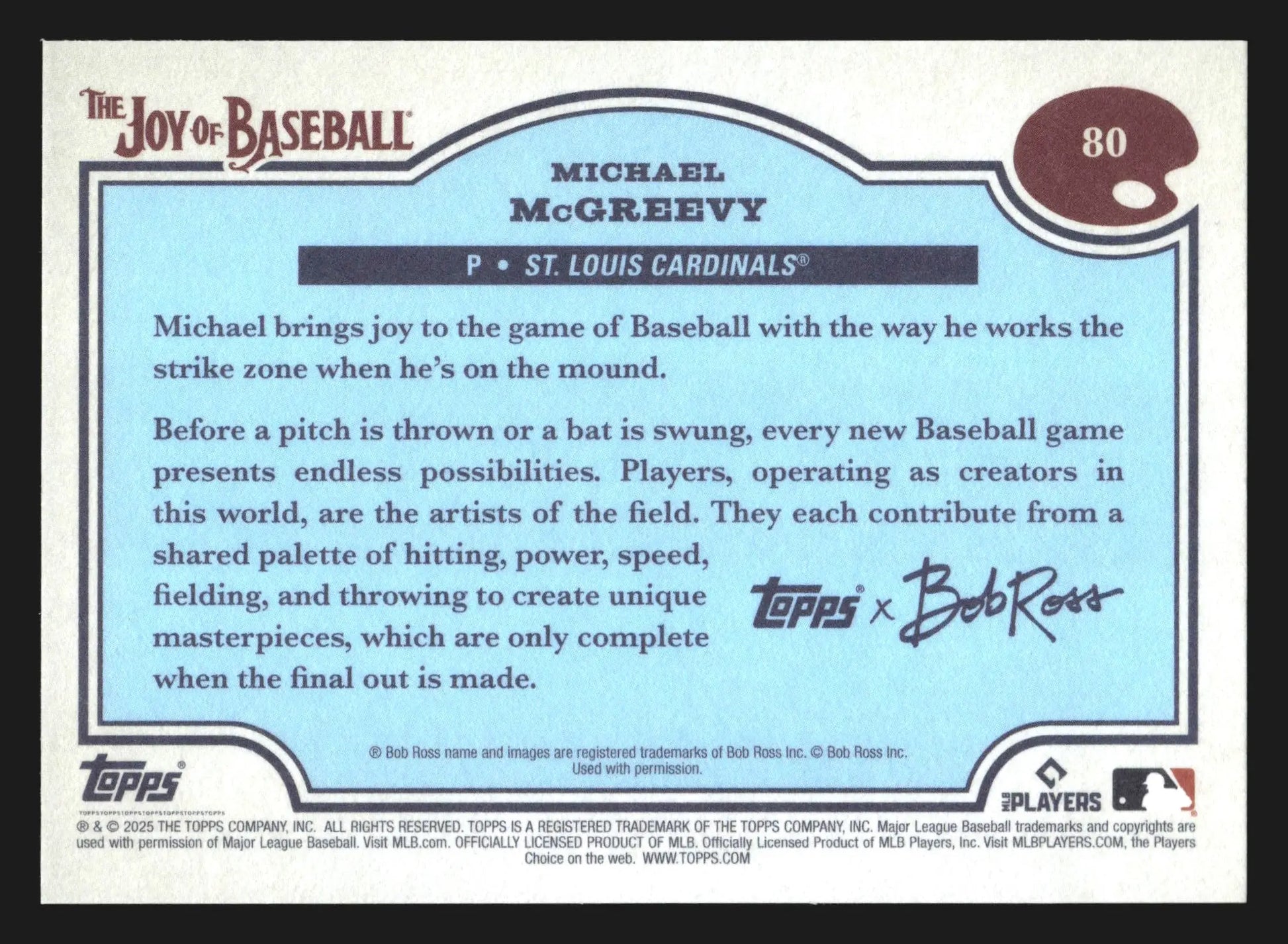 2025 Topps x Bob Ross Joy of Baseball Michael McGreevy #80 RC Cardinals - Baseball Card Single
