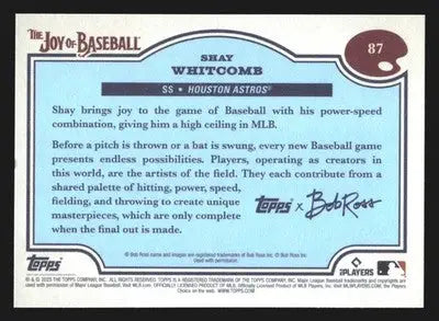 2025 Topps x Bob Ross Joy of Baseball Shay Whitcomb #87 RC Astros - Baseball Card Single