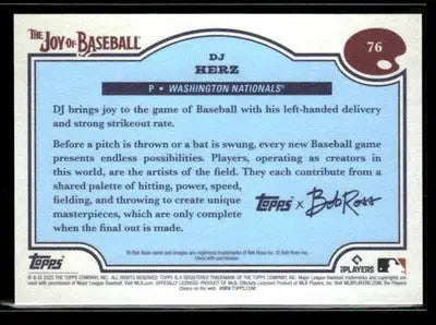 2025 Topps x Bob Ross: The Joy of Baseball #76 DJ Herz - Baseball Card Single
