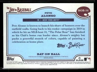 2025 Topps x Bob Ross: The Joy of Baseball #BOB-16 Pete Alonso Bat On Ball - Baseball Card Single