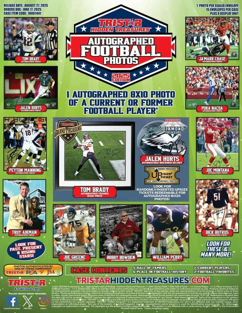 2025 TriStar Hidden Treasures Autographed Football Photos Hobby Box | Columbia Sports Cards - Football Card Box