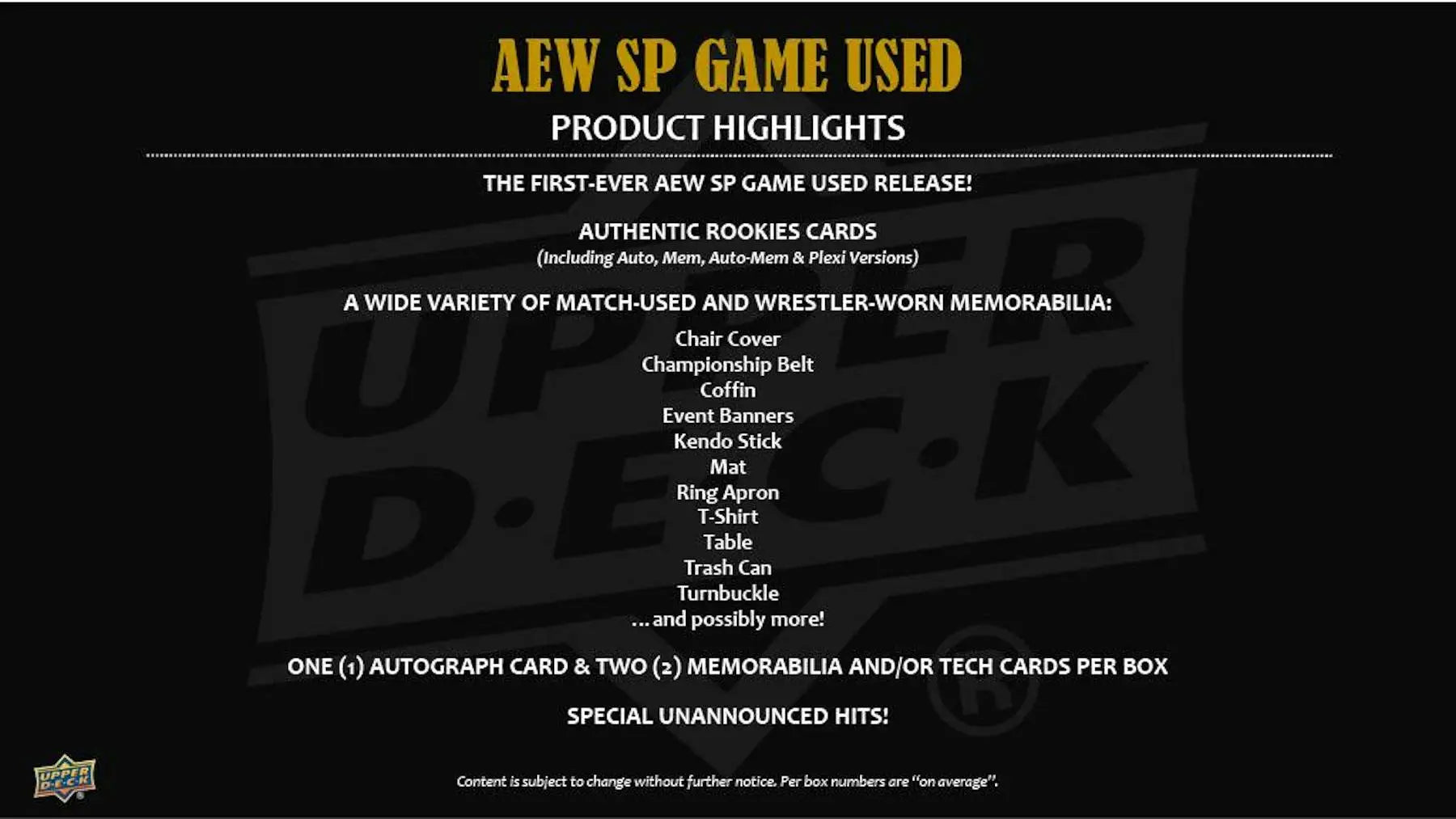 2025 Upper Deck AEW SP Game Used Wrestling Hobby Box | Columbia Sports Cards - Wrestling Card Box