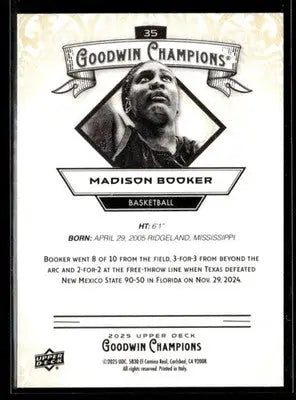 2025 Upper Deck Goodwin Champions #35 Madison Booker - Basketball Card Single