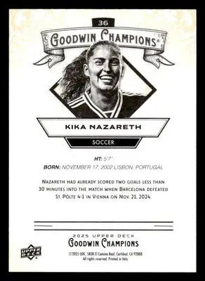 2025 Upper Deck Goodwin Champions #36 Kika Nazareth Red home jersey - Sports Memorabilia