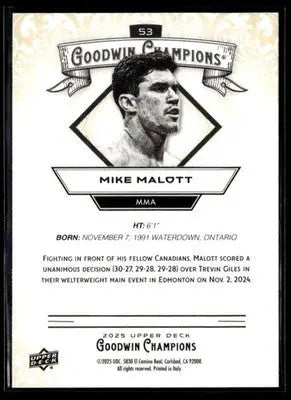 2025 Upper Deck Goodwin Champions #53 Mike Malott - UFC/MMA Card Single