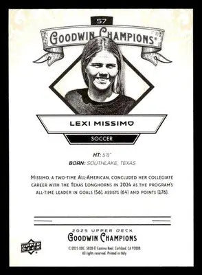 2025 Upper Deck Goodwin Champions #57 Lexi Missimo - Soccer Card Single