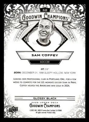 2025 Upper Deck Goodwin Champions #68 Sam Coffey Glossy Black - Soccer Card Single