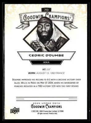 2025 Upper Deck Goodwin Champions #70 Cedric Doumbe - UFC/MMA Card Single