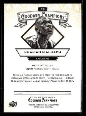 2025 Upper Deck Goodwin Champions #78 Khaman Maluach - Basketball Card Single