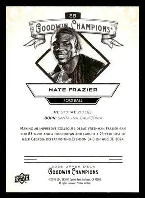 2025 Upper Deck Goodwin Champions #88 Nate Frazier - Football Card Single