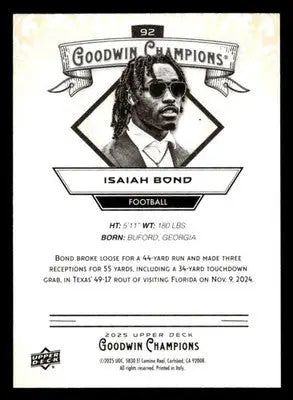 2025 Upper Deck Goodwin Champions #92 Isaiah Bond - Football Card Single