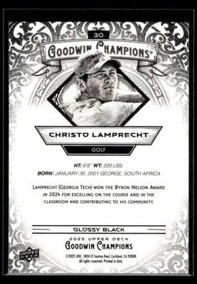 2025 Upper Deck Goodwin Champions Christo Lamprecht #30 Glossy Black - Other