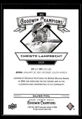 2025 Upper Deck Goodwin Champions Christo Lamprecht #30 Silver Foil Georgia Tech - Other