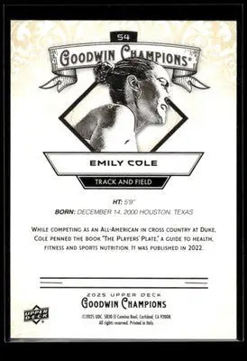 2025 Upper Deck Goodwin Champions Emily Cole #54 Track - Other