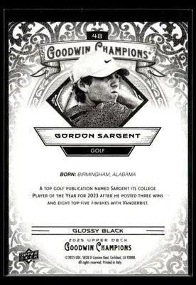 2025 Upper Deck Goodwin Champions Gordon Sargent #48 Glossy Black Vanderbilt - Other