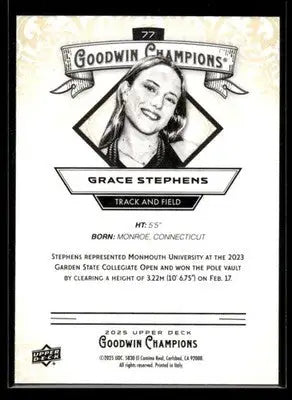2025 Upper Deck Goodwin Champions Grace Stephens #77 Track