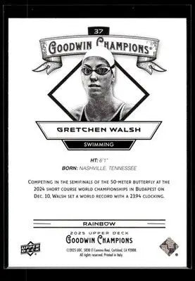 2025 Upper Deck Goodwin Champions Gretchen Walsh #37 Rainbow Swimming