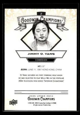 2025 Upper Deck Goodwin Champions Jimmy O. Yang #2 Comedian - Entertainment Card Single
