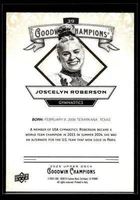 2025 Upper Deck Goodwin Champions Joscelyn Roberson #39 Gymnastics - Other