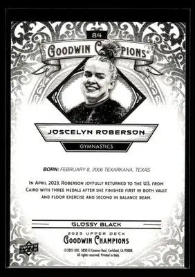 2025 Upper Deck Goodwin Champions Joscelyn Roberson #84 Glossy Black Gymnastics