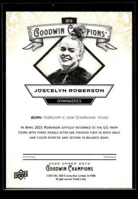 2025 Upper Deck Goodwin Champions Joscelyn Roberson #84 Gymnastics - Sports Card Single