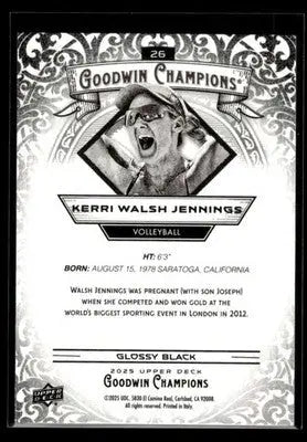 2025 Upper Deck Goodwin Champions Kerri Walsh Jennings #26 Glossy Black - Sports Memorabilia