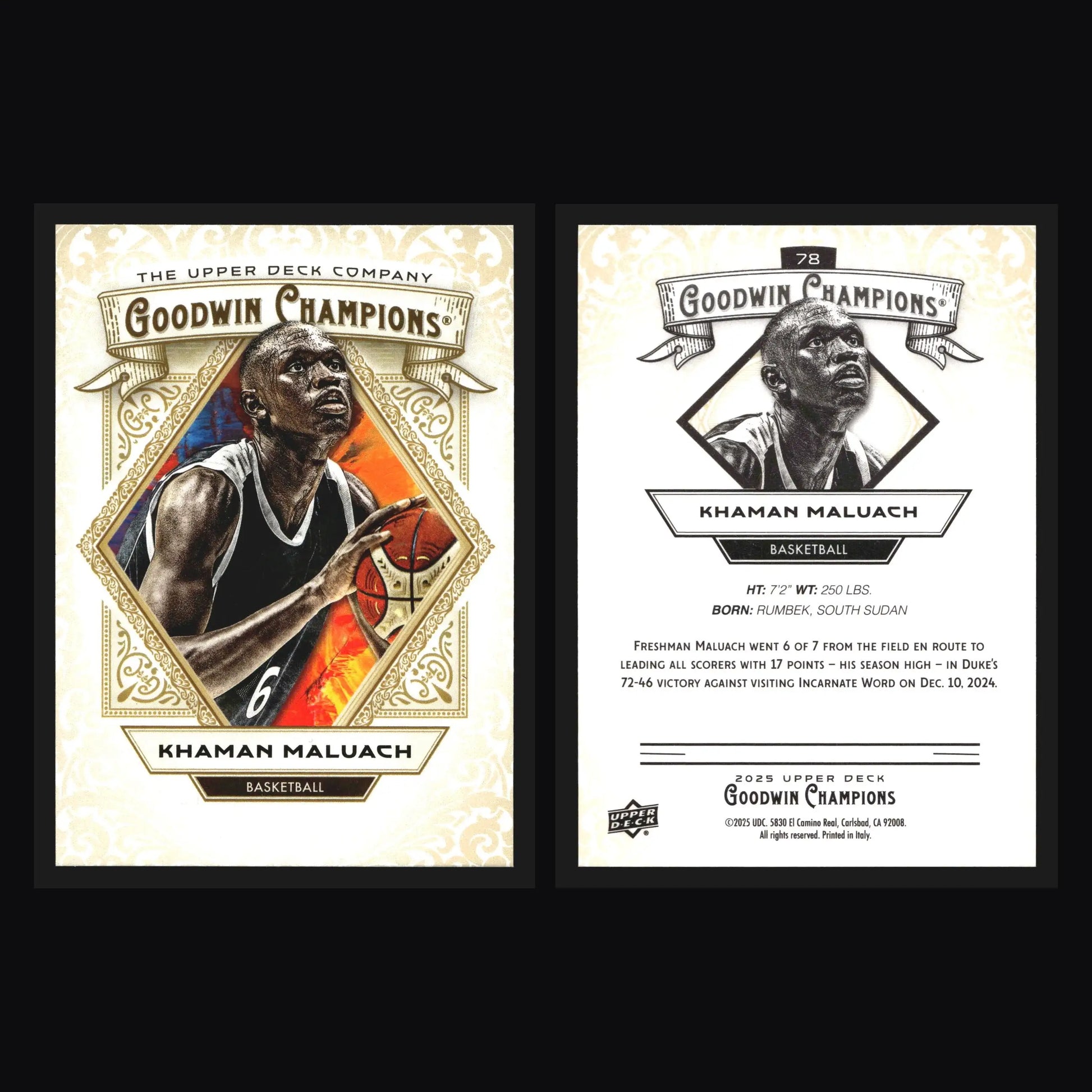2025 Upper Deck Goodwin Champions Khaman Maluach #78 Suns RC - Basketball Card Single