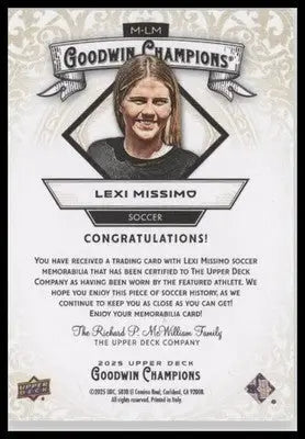2025 Upper Deck Goodwin Champions #M-LM Lexi Missimo Base Memorabilia