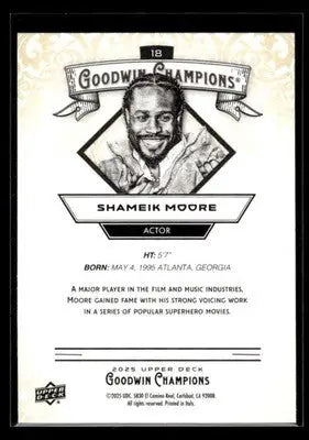 2025 Upper Deck Goodwin Champions Shameik Moore #18 Actor