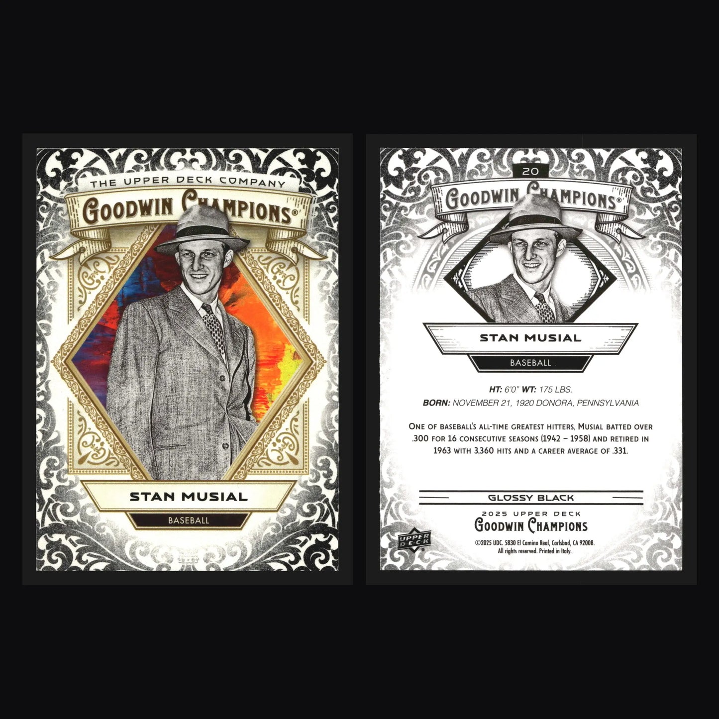 2025 Upper Deck Goodwin Champions Stan Musial #20 Glossy Black HOF - Baseball Card Single