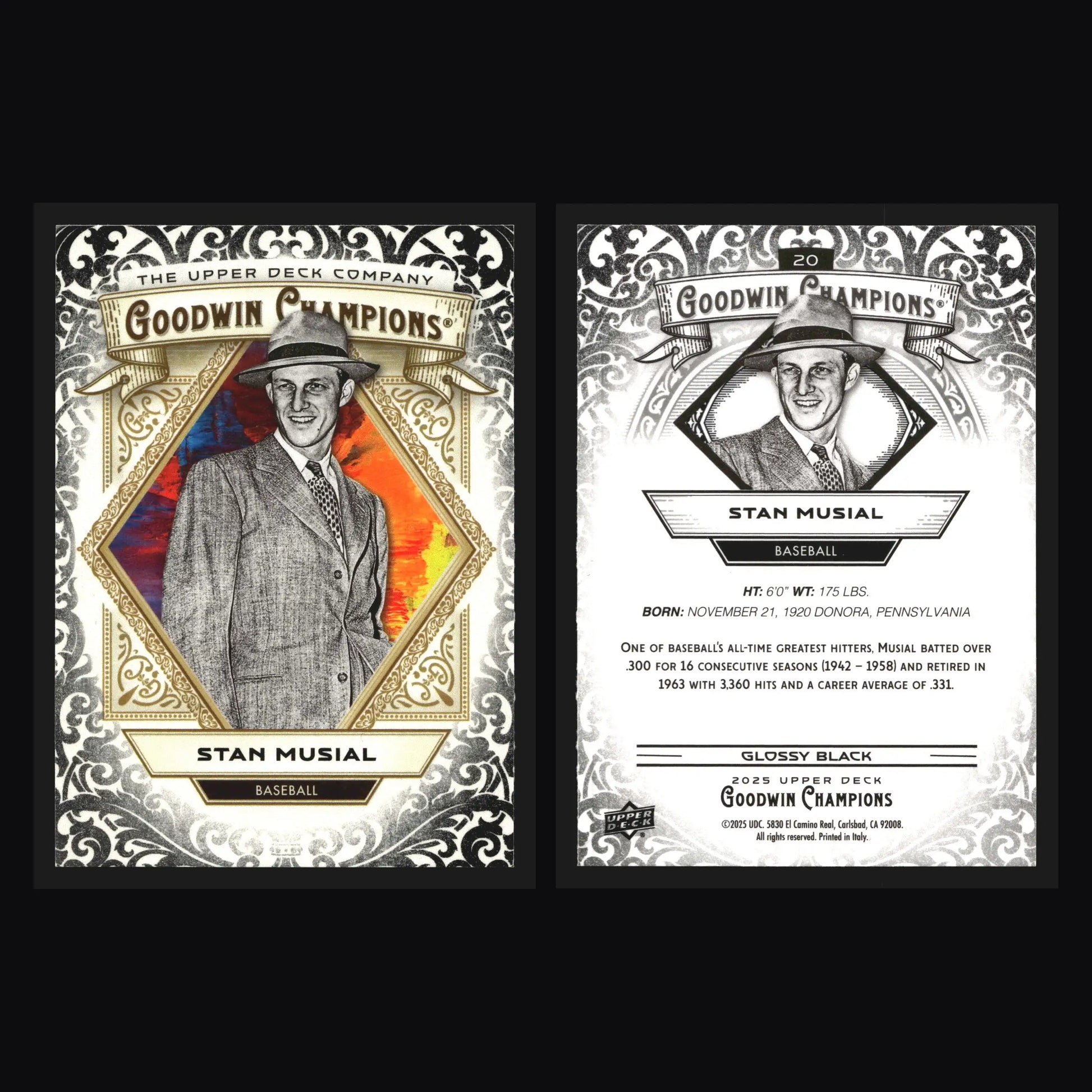 2025 Upper Deck Goodwin Champions Stan Musial #20 Glossy Black HOF - Baseball Card Single