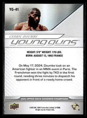 2025 Upper Deck Goodwin Champions #YG-41 Cedric Doumbe Young Guns - UFC/MMA Card Single