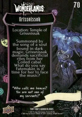 2025 Upper Deck Tiny Tina’s Wonderlands Grissnissak #70 - Other