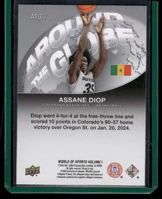 2025 Upper Deck World of Sports Assane Diop #ATG-AD Around the Globe Basketball - Basketball Card Single