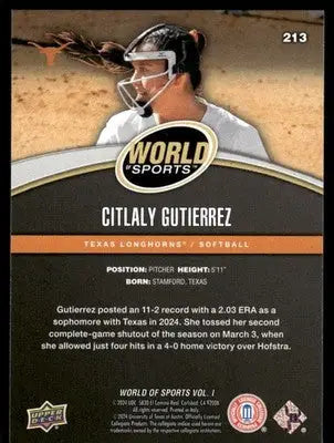 2025 Upper Deck World Sports Citlaly Gutierrez #213 / Softball - Baseball Card Single