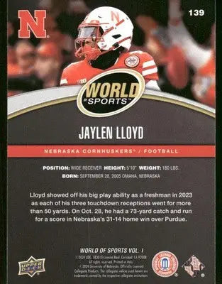 2025 Upper Deck World Sports Jaylen Lloyd #139 / Football - Football Card Single
