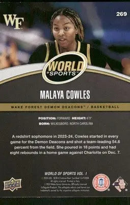 2025 Upper Deck World Sports Malaya Cowles #269 Basketball - Basketball Card Single