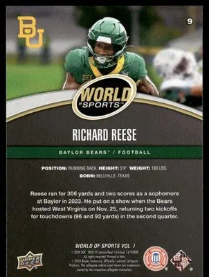 2025 Upper Deck World Sports Richard Reese #9 Football - Football Card Single