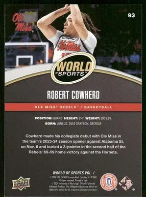2025 Upper Deck World Sports Robert Cowherd #93 Basketball - Basketball Card Single