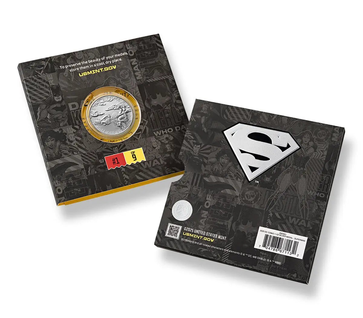 2025 US Mint Superman Comic Art One Ounce Silver Medal Coin - Coins & Currency