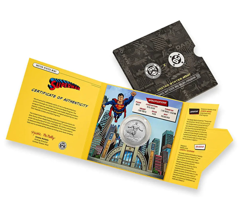 2025 US Mint Superman Comic Art One Ounce Silver Medal Coin - Coins & Currency