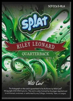 2025 Wild Card Splat #SCFCCa3-RLA Riley Leonard Holiday Square Prizm Auto 1/1