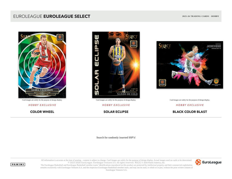 2025/26 Panini Select EuroLeague Basketball Hobby Box | Columbia Sports Cards | Columbia Hobby - Sports Card Boxes - Toploaders - Card Savers.