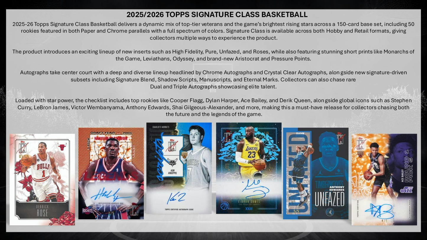 2025/26 Topps Signature Class Basketball Blaster Box | Columbia Sports Cards | Columbia Hobby - Sports Card Boxes - Toploaders - Card Savers.