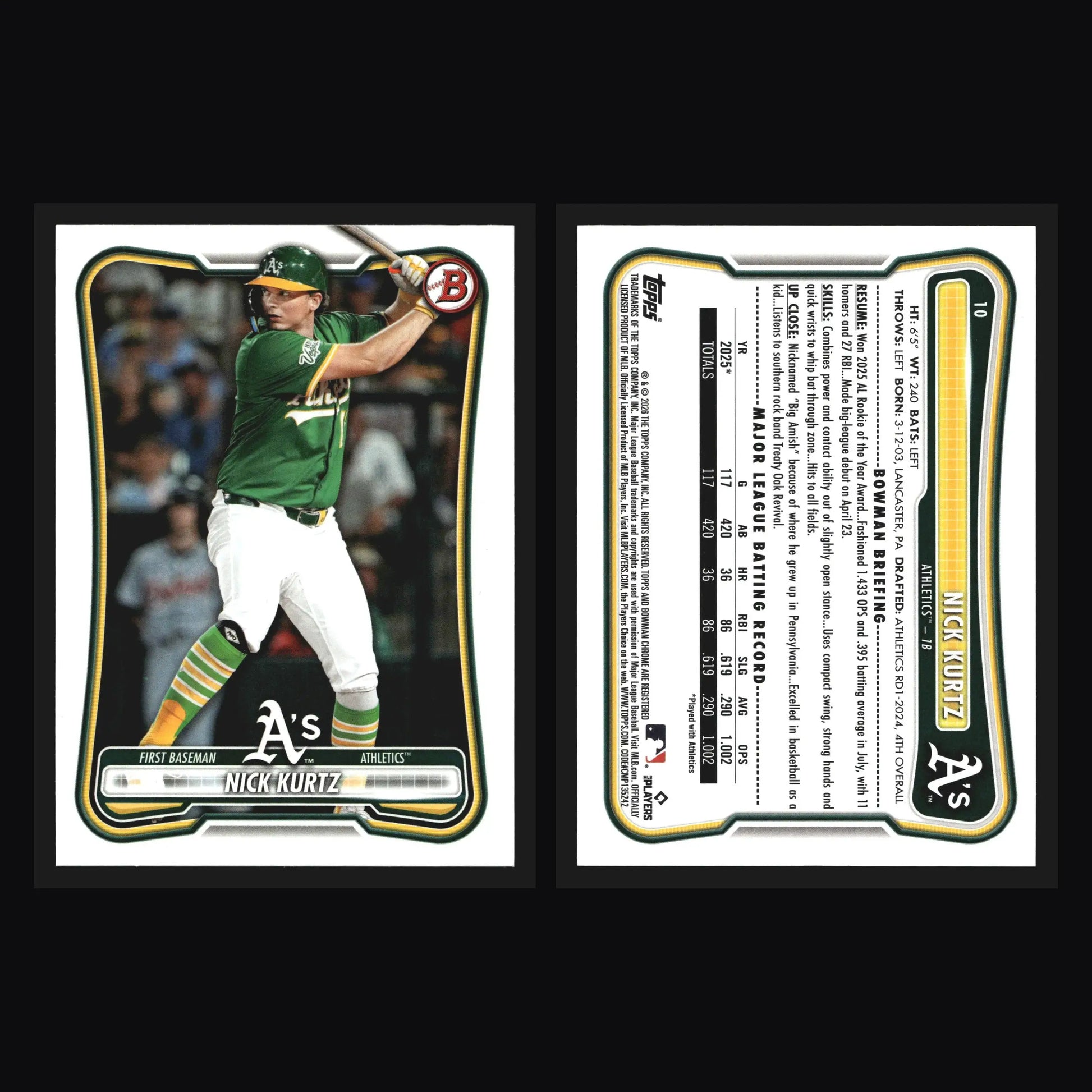 2026 Bowman #10 Nick Kurtz Athletics