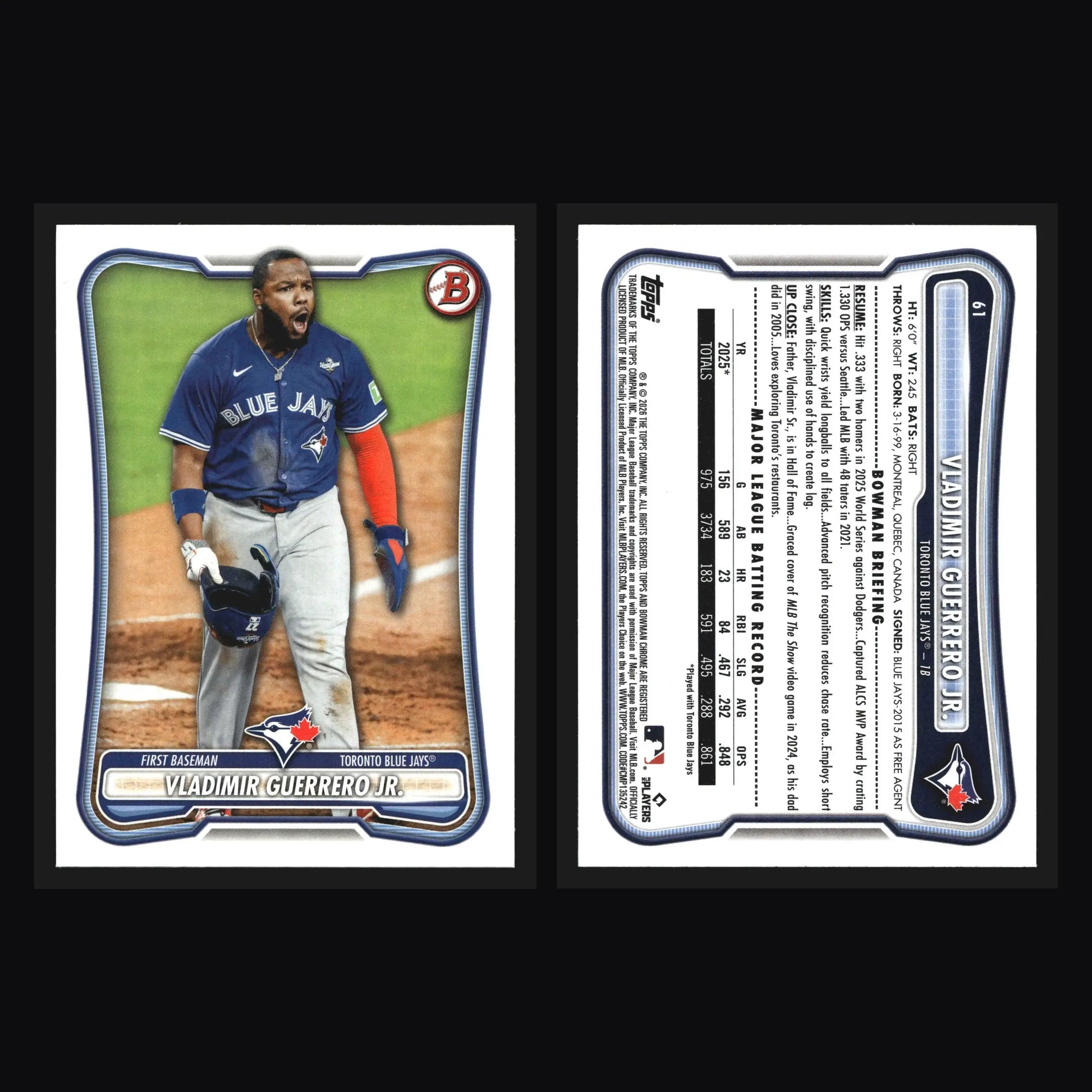 2026 Bowman #61 Vladimir Guerrero Jr Toronto Blue Jays