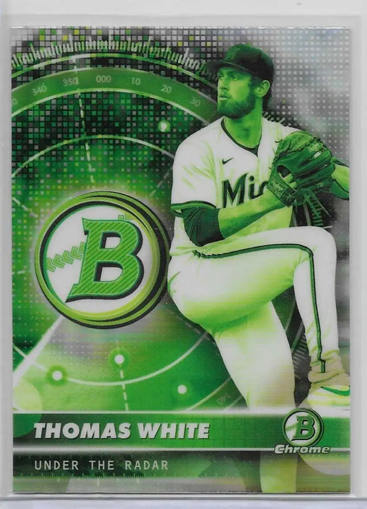 2026 Bowman Baseball Thomas White Chrome Under the Radar Marlins (1254) - Baseball Card Single