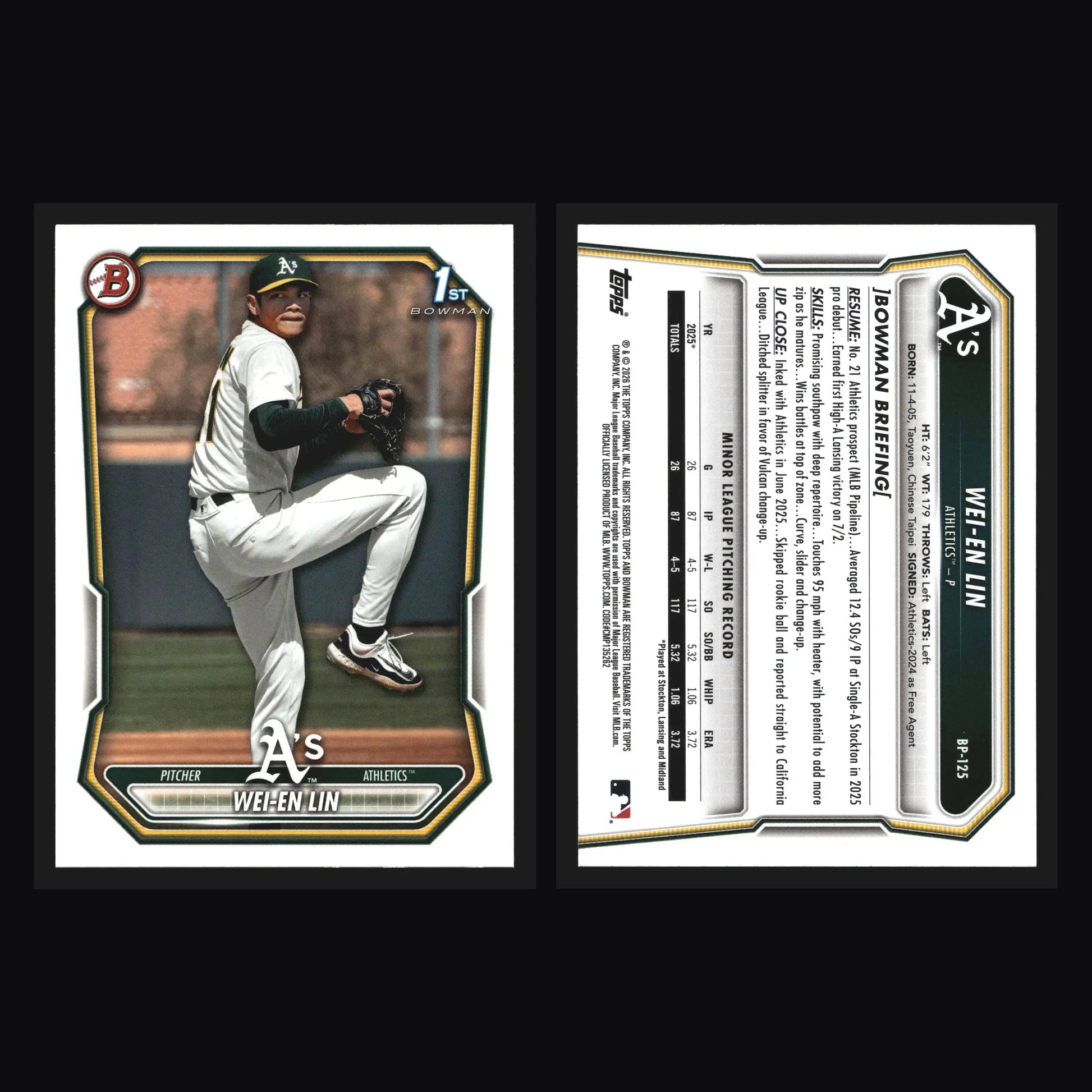 2026 Bowman #BP-125 Wei-En Lin Athletics 1st Bowman